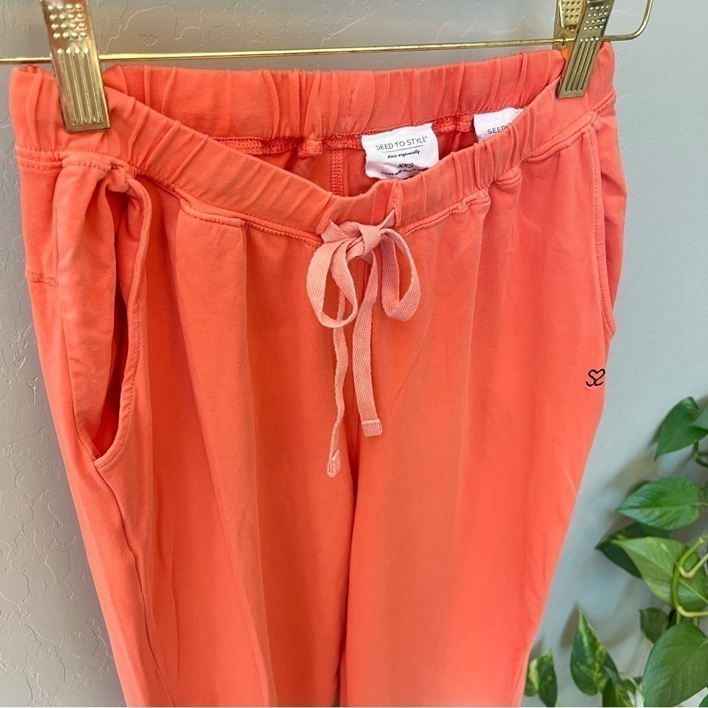 Seed to Style Organic cotton ombre lounge pants, straight leg, orange, size XXS - Picture 2 of 13